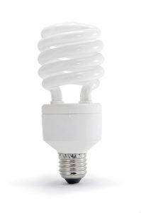 Corkscrew-shaped fluorescent lightbulb