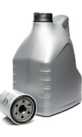 Gray Motor Oil Bottle and Engine Oil Filter