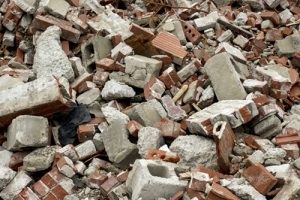 Pile of concrete and brick rubble